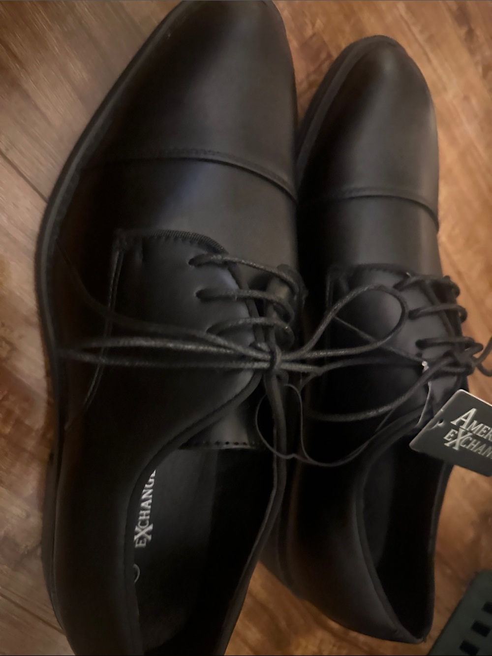 A/X Armani Exchange Men's Black Cap-Toe Lace-Up Oxfords